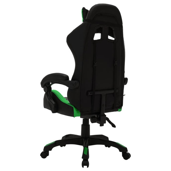 vidaXL Gaming Chair with RGB LED Lights Green and Black Faux Leather