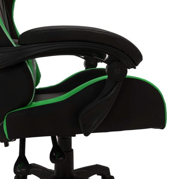 vidaXL Gaming Chair with RGB LED Lights Green and Black Faux Leather