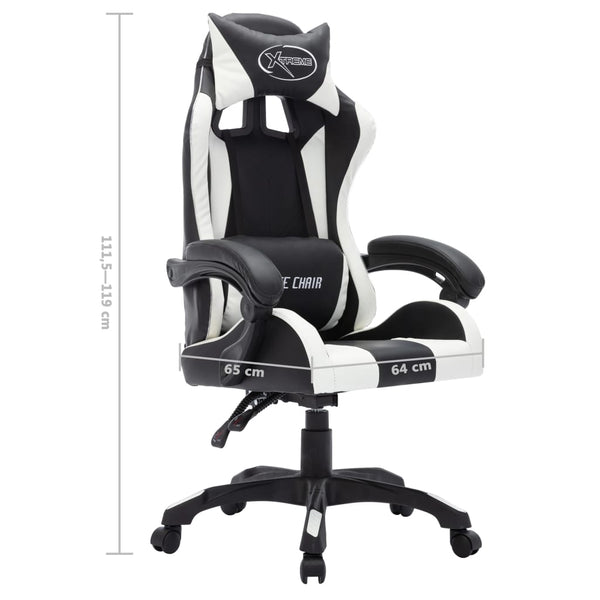 vidaXL Gaming Chair with RGB LED Lights White and Black Faux Leather