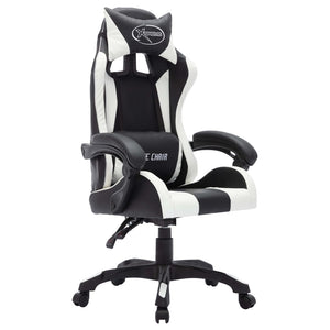 vidaXL Gaming Chair with RGB LED Lights White and Black Faux Leather
