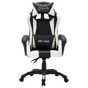 vidaXL Gaming Chair with RGB LED Lights White and Black Faux Leather