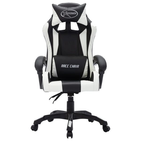 vidaXL Gaming Chair with RGB LED Lights White and Black Faux Leather