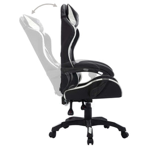 vidaXL Gaming Chair with RGB LED Lights White and Black Faux Leather
