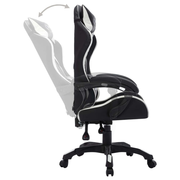 vidaXL Gaming Chair with RGB LED Lights White and Black Faux Leather