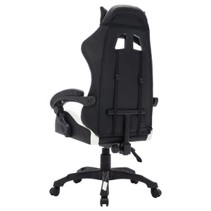 vidaXL Gaming Chair with RGB LED Lights White and Black Faux Leather