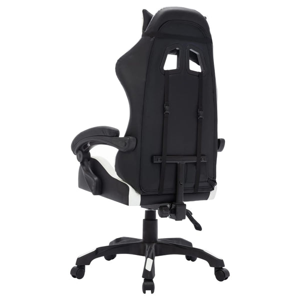 vidaXL Gaming Chair with RGB LED Lights White and Black Faux Leather