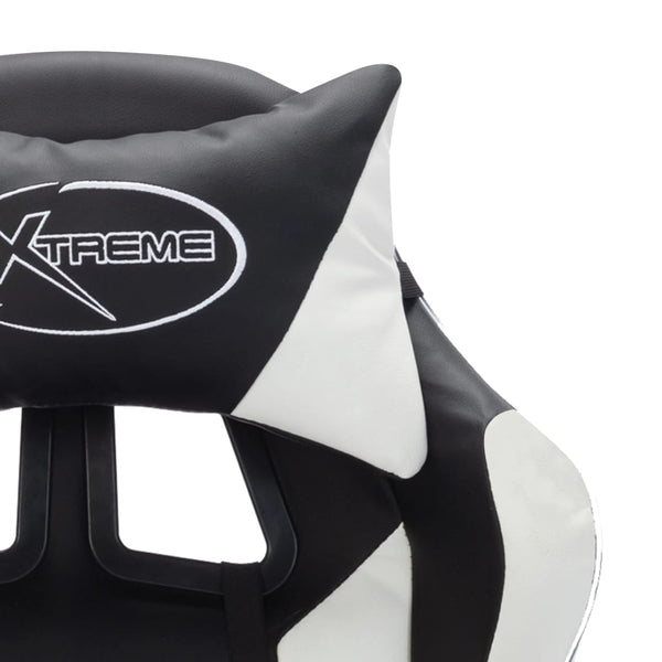 vidaXL Gaming Chair with RGB LED Lights White and Black Faux Leather