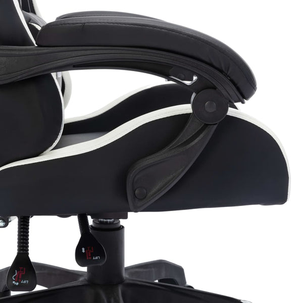 vidaXL Gaming Chair with RGB LED Lights White and Black Faux Leather