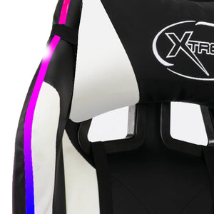 vidaXL Gaming Chair with RGB LED Lights White and Black Faux Leather