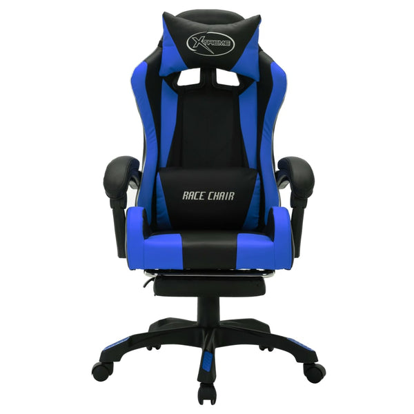vidaXL Gaming Chair with RGB LED Lights Blue and Black Faux Leather