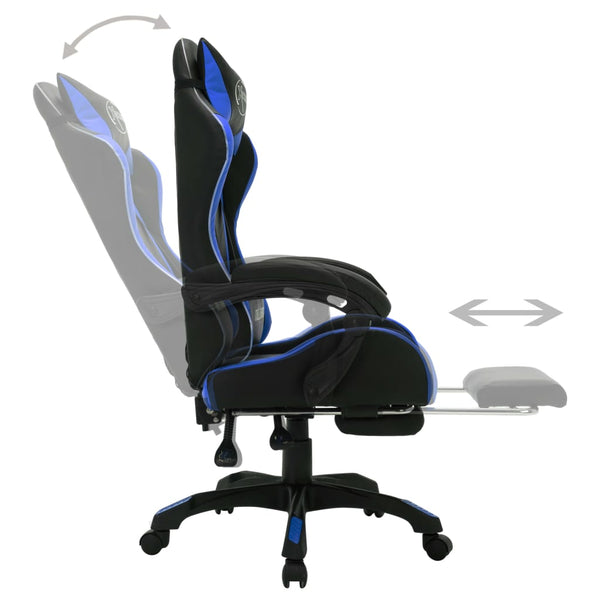 vidaXL Gaming Chair with RGB LED Lights Blue and Black Faux Leather