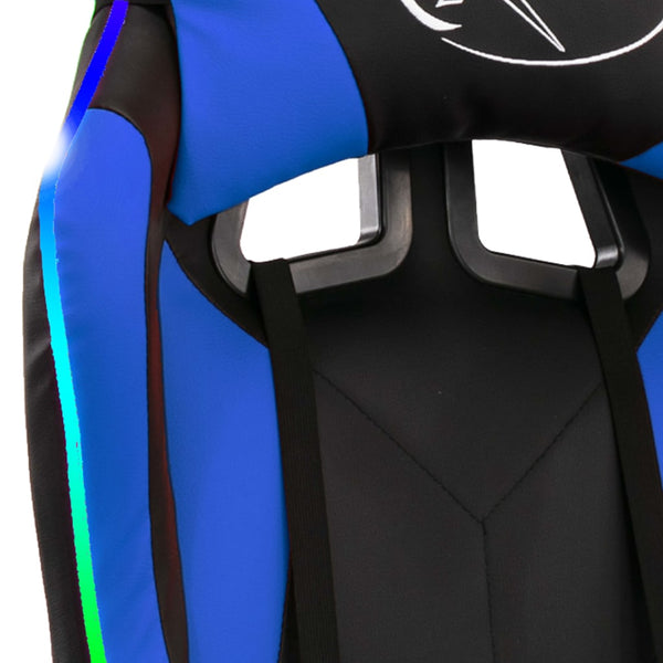 vidaXL Gaming Chair with RGB LED Lights Blue and Black Faux Leather