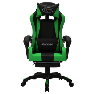 vidaXL Gaming Chair with RGB LED Lights Green and Black Faux Leather