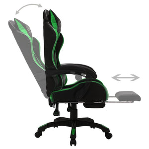 vidaXL Gaming Chair with RGB LED Lights Green and Black Faux Leather