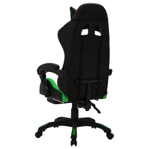 vidaXL Gaming Chair with RGB LED Lights Green and Black Faux Leather