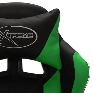 vidaXL Gaming Chair with RGB LED Lights Green and Black Faux Leather