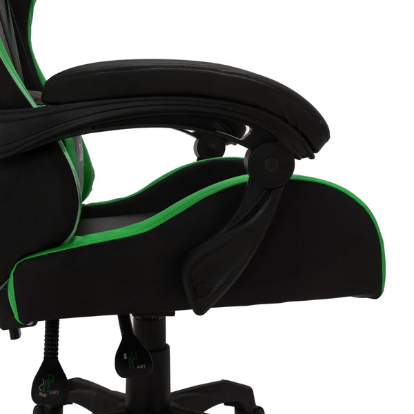 vidaXL Gaming Chair with RGB LED Lights Green and Black Faux Leather