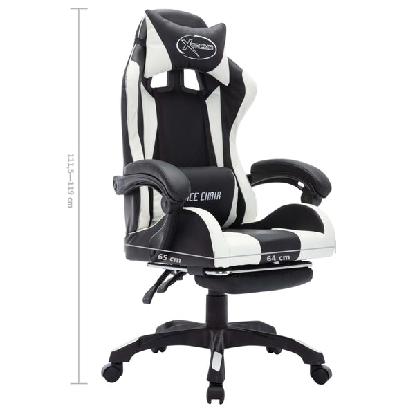 vidaXL Gaming Chair with RGB LED Lights White and Black Faux Leather