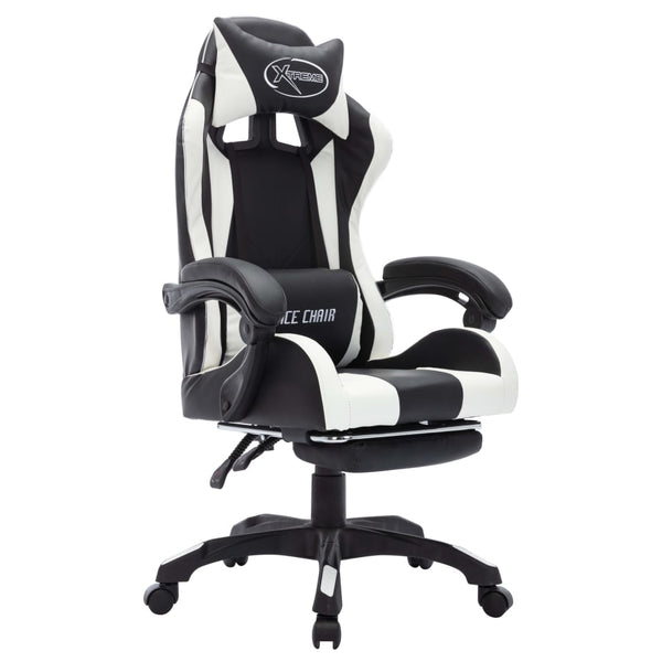 vidaXL Gaming Chair with RGB LED Lights White and Black Faux Leather