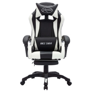 vidaXL Gaming Chair with RGB LED Lights White and Black Faux Leather