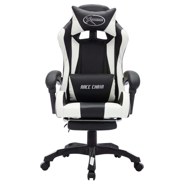 vidaXL Gaming Chair with RGB LED Lights White and Black Faux Leather