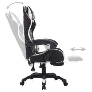 vidaXL Gaming Chair with RGB LED Lights White and Black Faux Leather