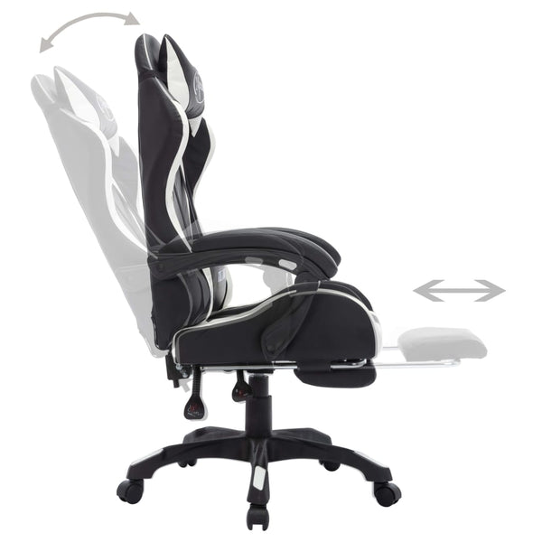 vidaXL Gaming Chair with RGB LED Lights White and Black Faux Leather