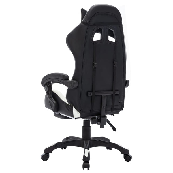 vidaXL Gaming Chair with RGB LED Lights White and Black Faux Leather