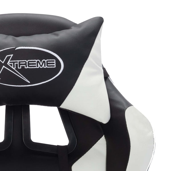 vidaXL Gaming Chair with RGB LED Lights White and Black Faux Leather