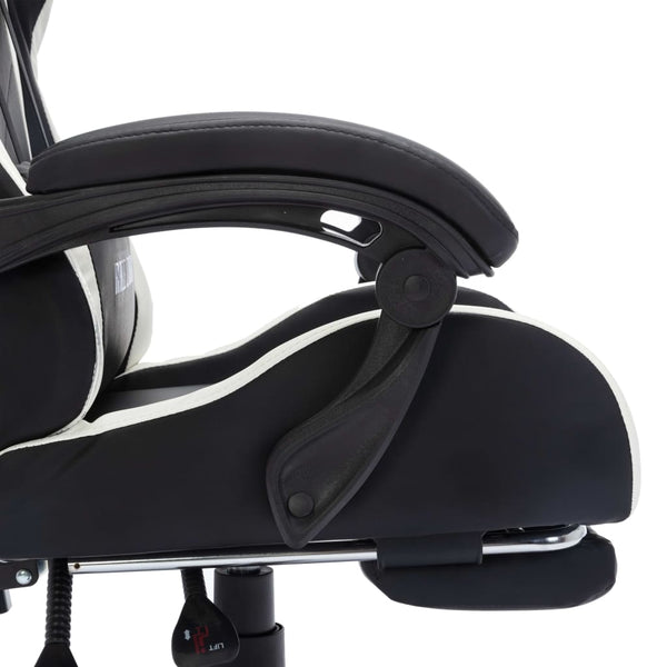 vidaXL Gaming Chair with RGB LED Lights White and Black Faux Leather