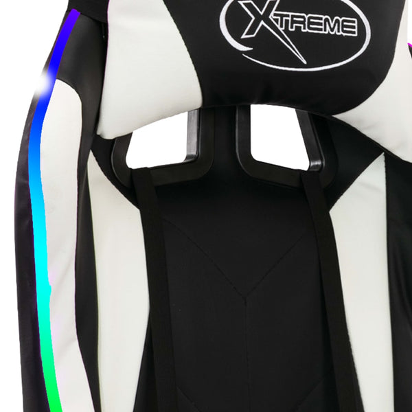 vidaXL Gaming Chair with RGB LED Lights White and Black Faux Leather