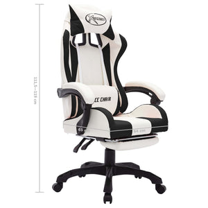vidaXL Gaming Chair with RGB LED Lights Black and White Faux Leather