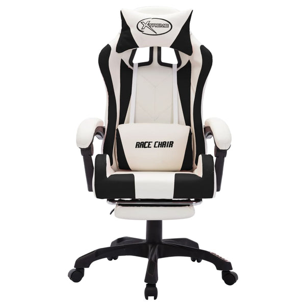 vidaXL Gaming Chair with RGB LED Lights Black and White Faux Leather