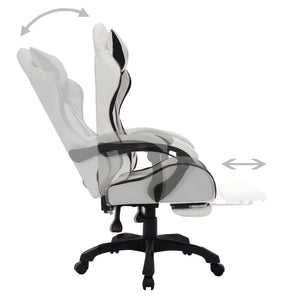 vidaXL Gaming Chair with RGB LED Lights Black and White Faux Leather