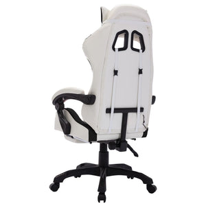 vidaXL Gaming Chair with RGB LED Lights Black and White Faux Leather