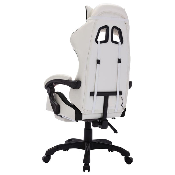vidaXL Gaming Chair with RGB LED Lights Black and White Faux Leather