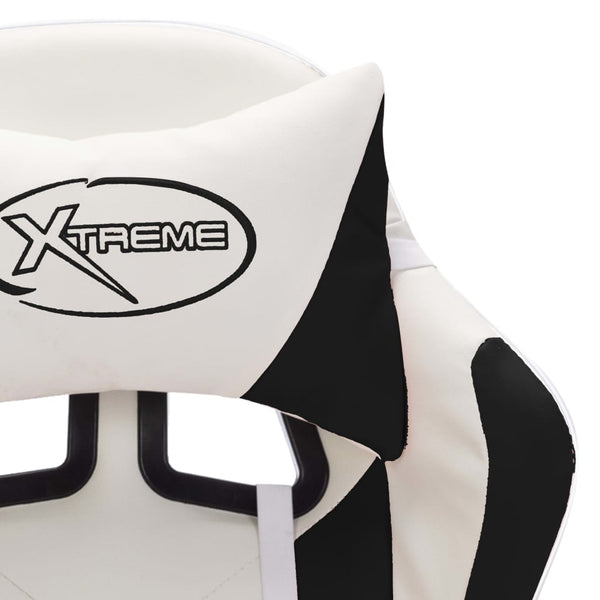vidaXL Gaming Chair with RGB LED Lights Black and White Faux Leather