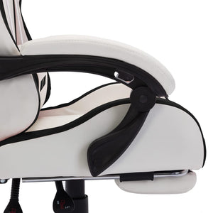 vidaXL Gaming Chair with RGB LED Lights Black and White Faux Leather