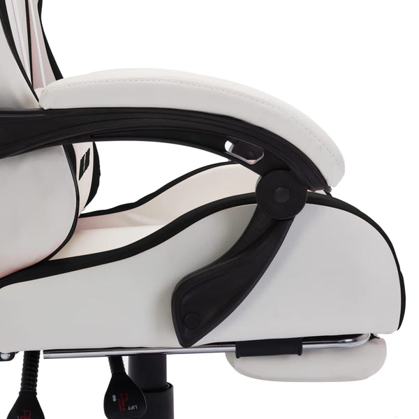 vidaXL Gaming Chair with RGB LED Lights Black and White Faux Leather