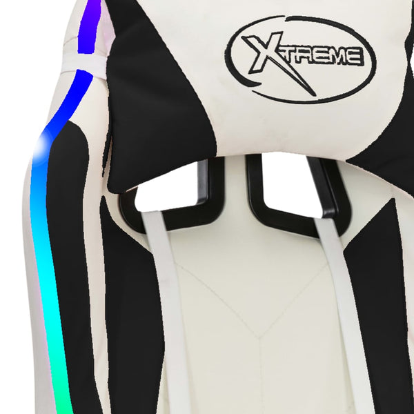 vidaXL Gaming Chair with RGB LED Lights Black and White Faux Leather