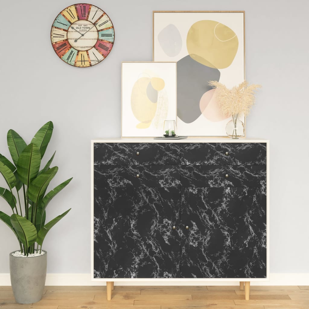 vidaXL Self-Adhesive Furniture Film Black Stone Look 500x90 cm PVC