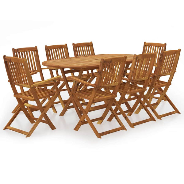 vidaXL 9-piece Folding Outdoor Dining Set Solid Acacia Wood