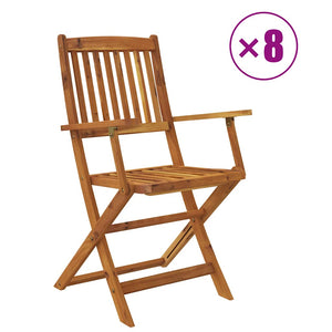 vidaXL 9-piece Folding Outdoor Dining Set Solid Acacia Wood