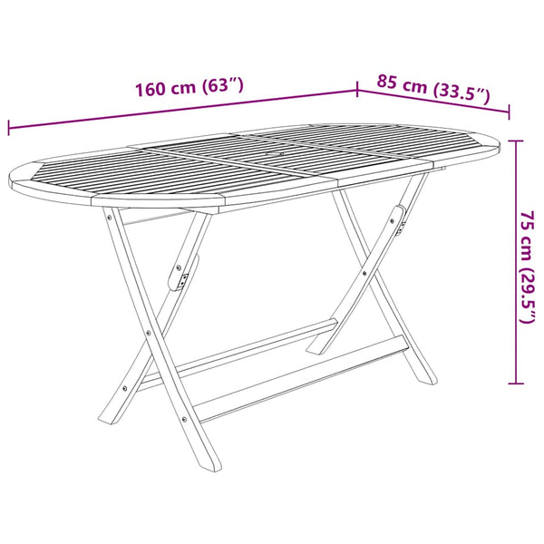 vidaXL 9-piece Folding Outdoor Dining Set Solid Acacia Wood