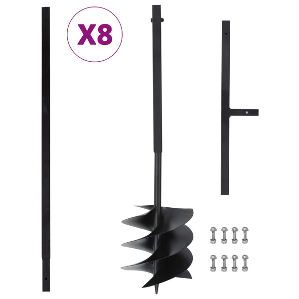 vidaXL Post Hole Digger with Handle 250 mm with Extension Pipe 8 m Steel