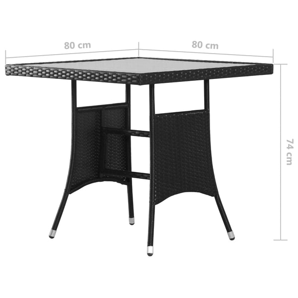 vidaXL 3-Piece Garden Dining Set Poly Rattan Black