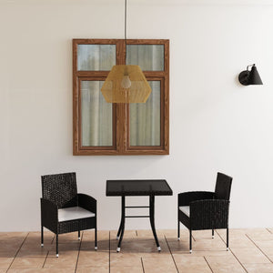 vidaXL 3-Piece Garden Dining Set Poly Rattan Black