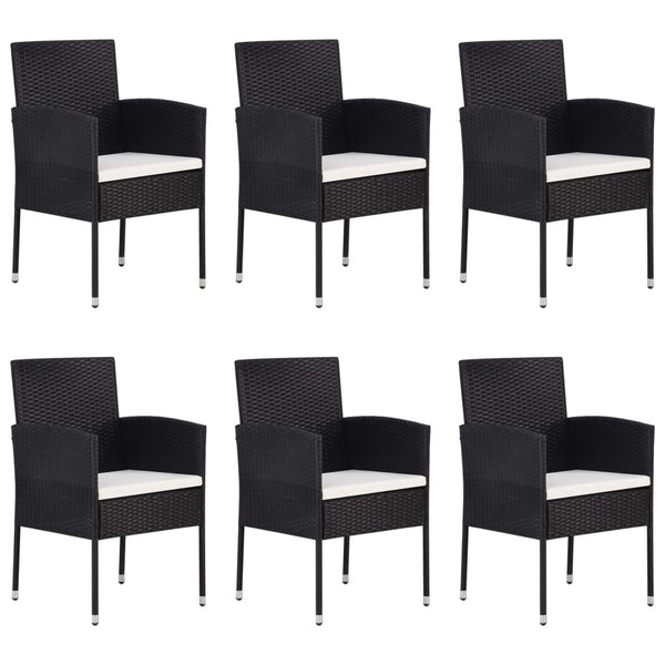 vidaXL 7-Piece Poly Rattan Garden Dining Set Black