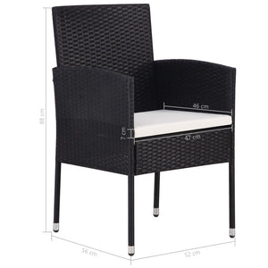 vidaXL 7-Piece Poly Rattan Garden Dining Set Black