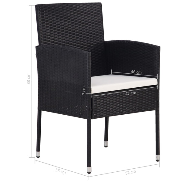 vidaXL 7-Piece Poly Rattan Garden Dining Set Black